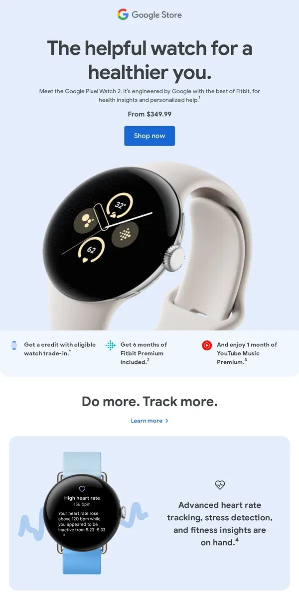 Email from Google Store. The new Google Pixel Watch 2 has arrived