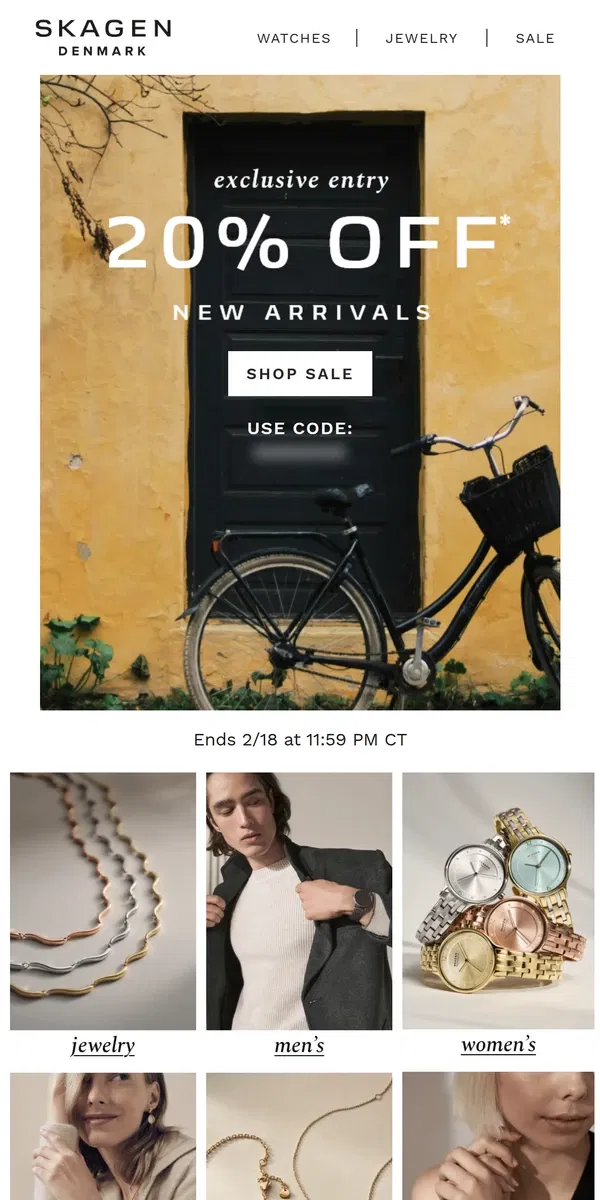 Email from Skagen. now open: insider-only sale invite.