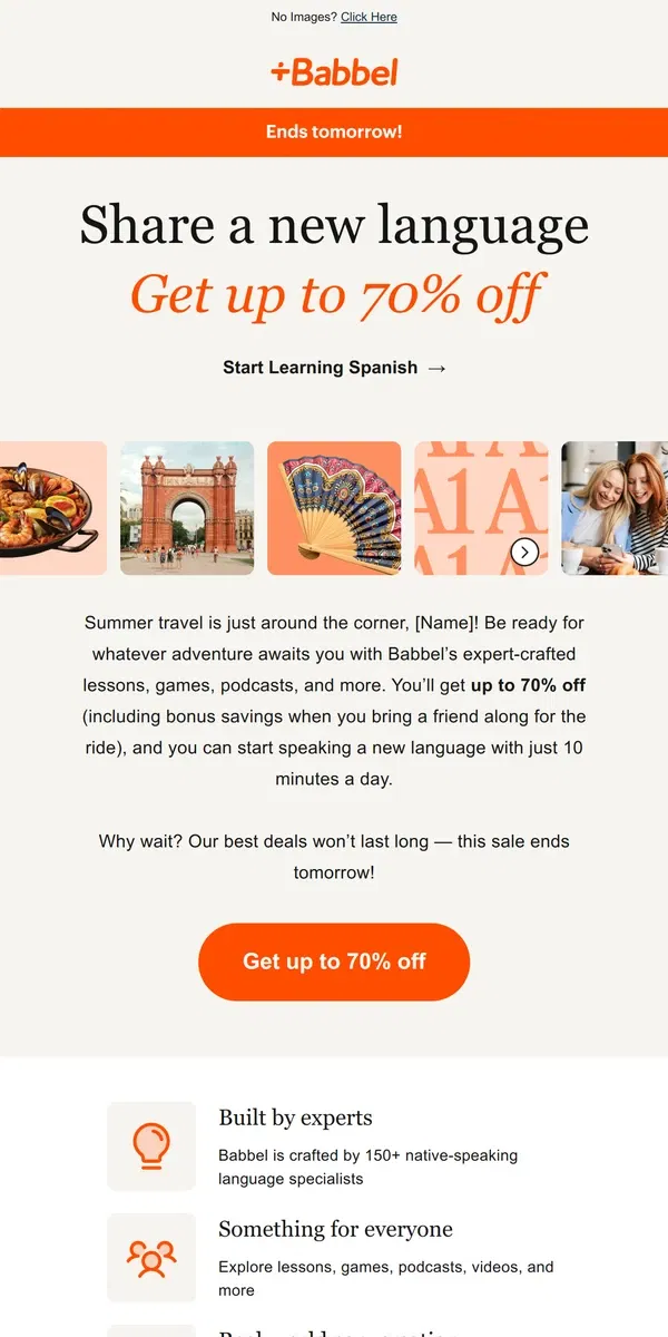 Email from Babbel. Don’t miss out on your email exclusive offer!