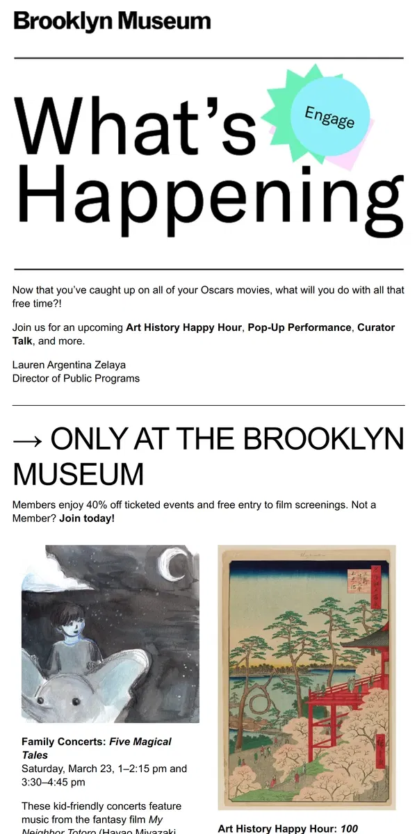 Email from Brooklyn Museum. Spring into action at the Brooklyn Museum🌷