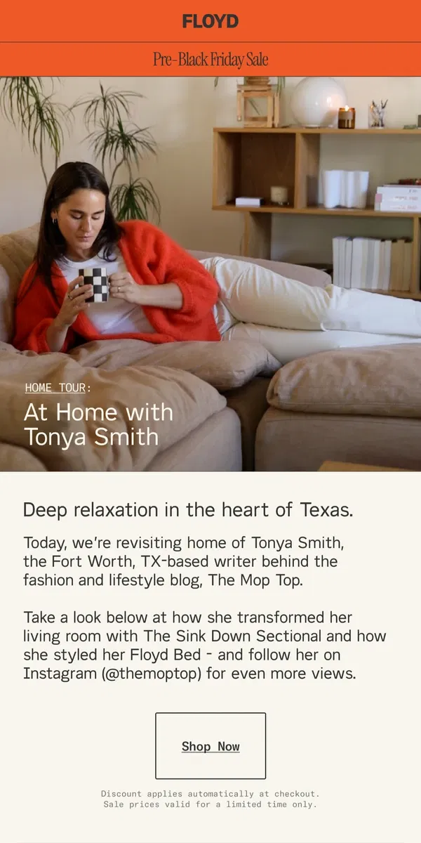 Email from Floyd Home. At home with Tonya Smith