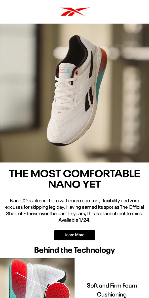 Email from Reebok. Nano X5 launches in 5(!) days 🔥