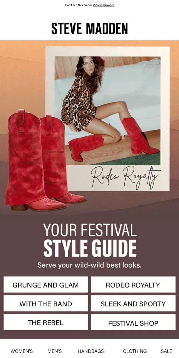 Email from Steve Madden. Find Your Festival Alter Ego