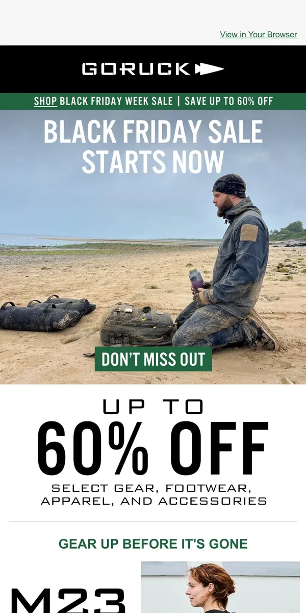 Email from GORUCK. Best Deals of the Year – Up to 60% OFF!