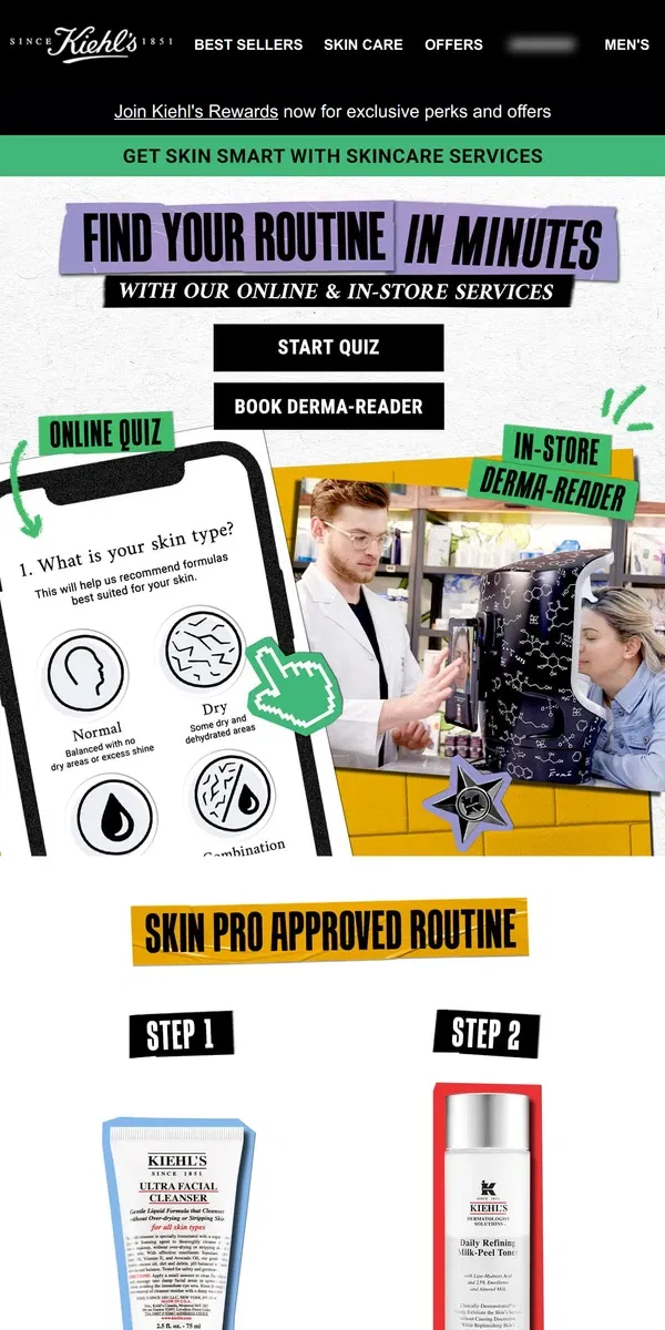 Email from Kiehl's. Get A Personalized Routine in MINUTES!