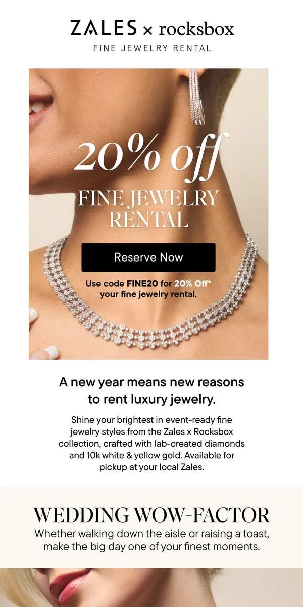 Email from Rocksbox. EXCLUSIVE OFFER✨ reserve luxury styles without the price tag