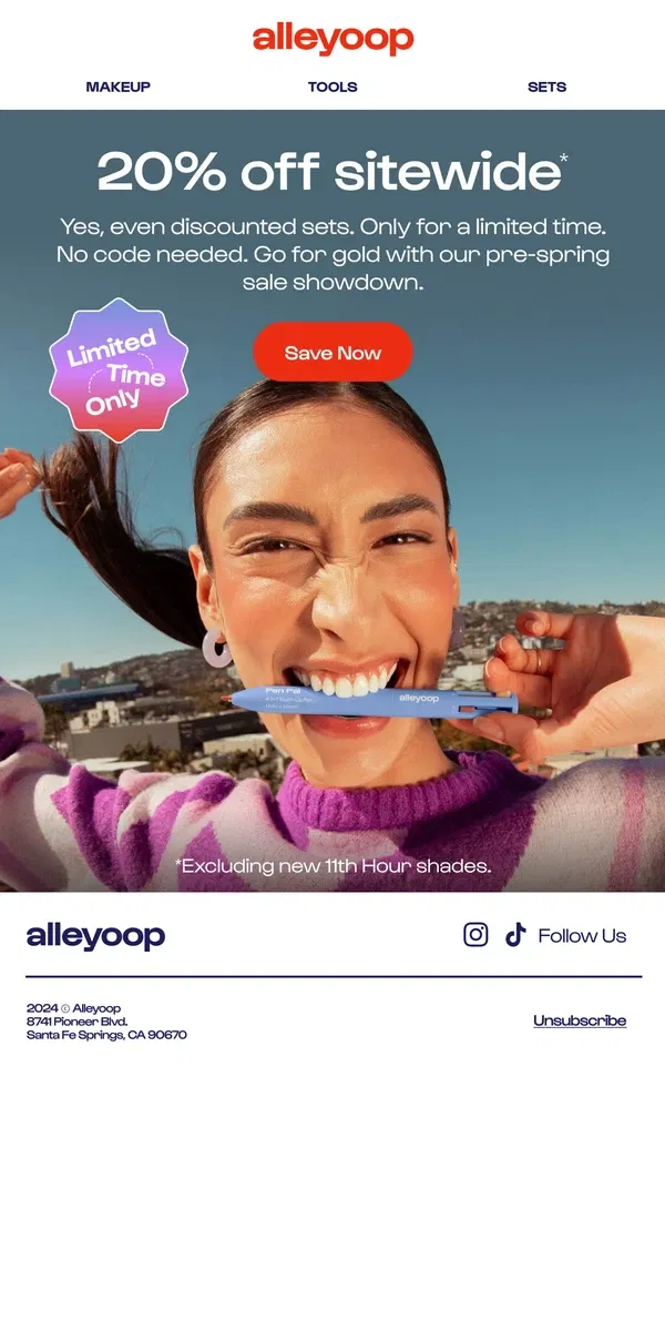 Email from Alleyoop. Just in: The pre-spring flash sale