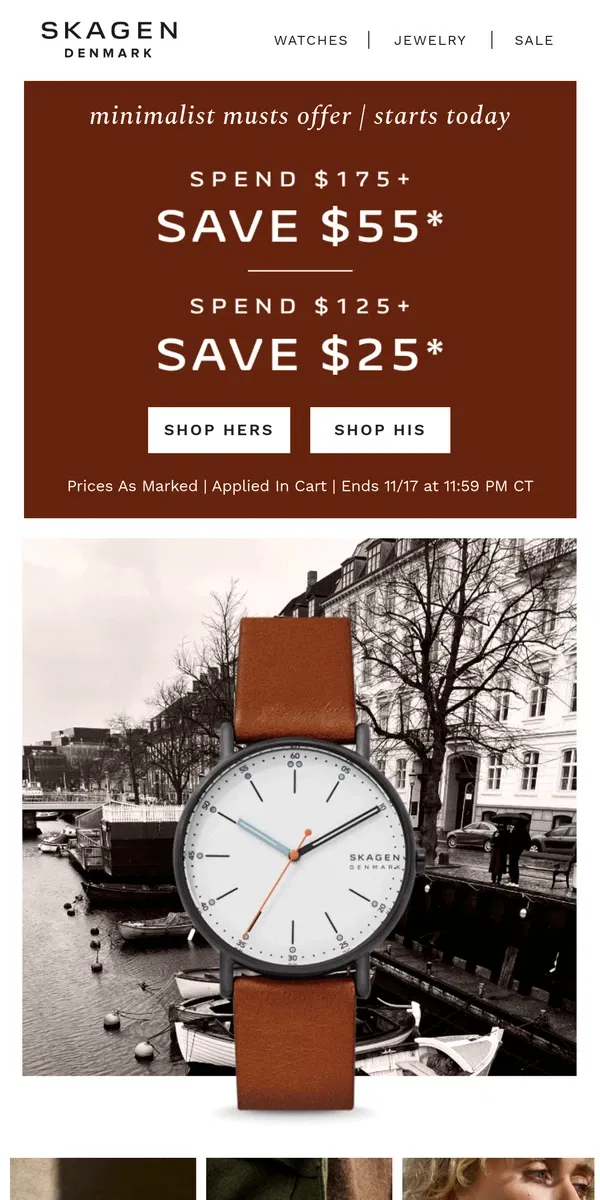 Email from Skagen. starting today: stackable savings.