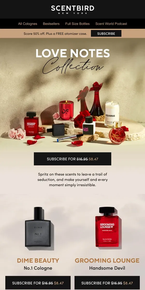 Email from Scentbird. Discover our Love Notes fragrance collection