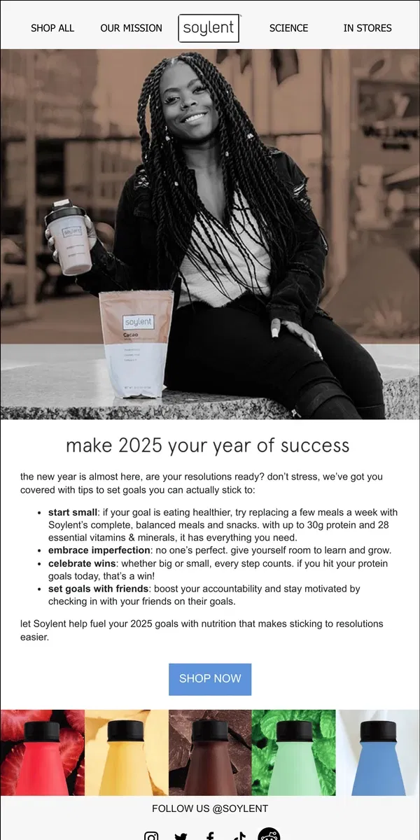 Email from Soylent. ready to crush your 2025 resolutions?