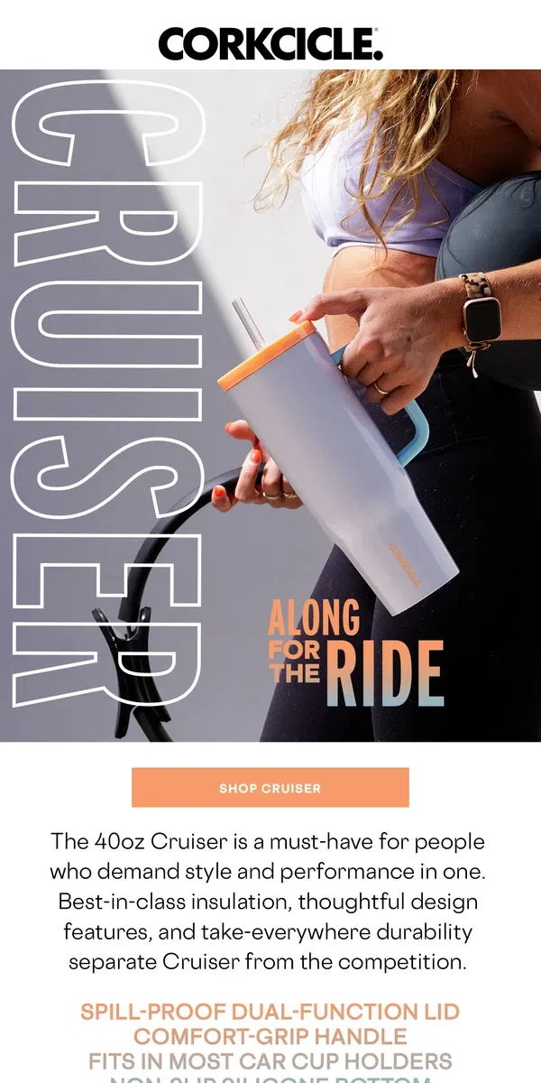 Email from CORKCICLE. The Elite Straw Cup For All-Day Hydration