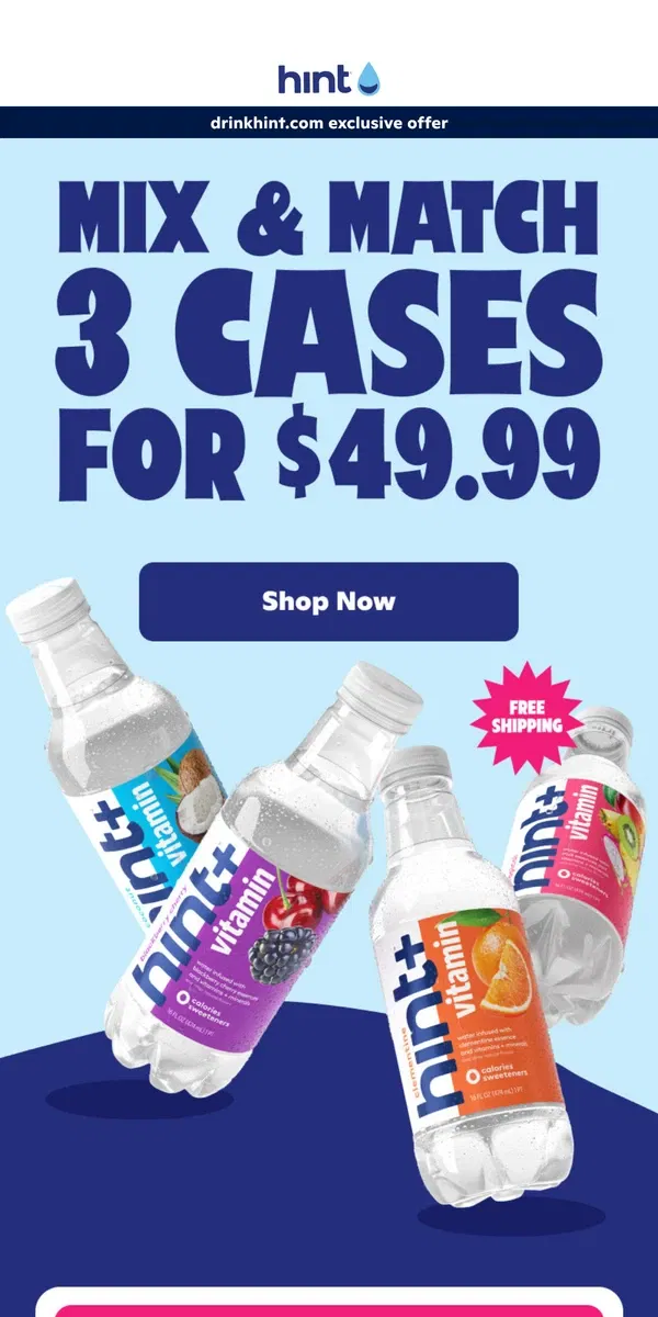 Email from Hint Water. Give your immune system a boost with 27% off