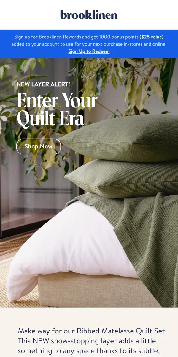 Email from Brooklinen. The Quilt to End All Quilts