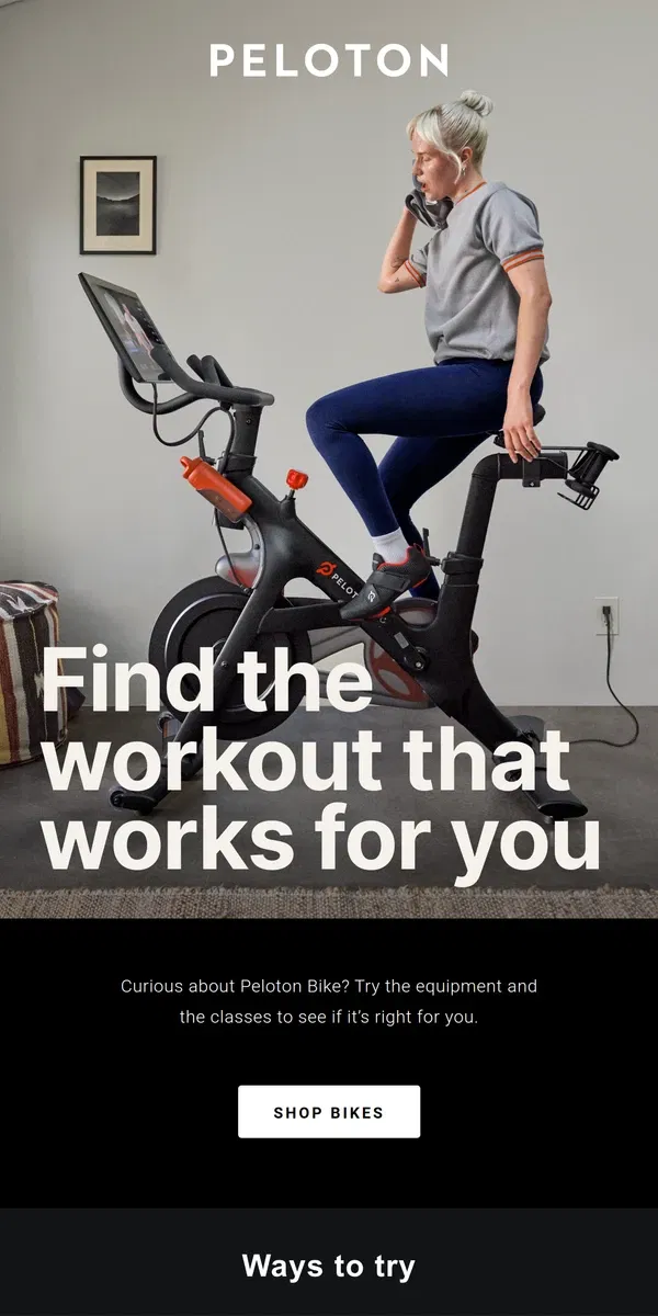 Email from Peloton. See if Peloton Bike is fit for you