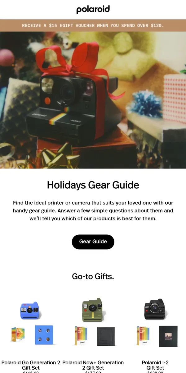 Email from Polaroid. Up to 50% off this gifting season.