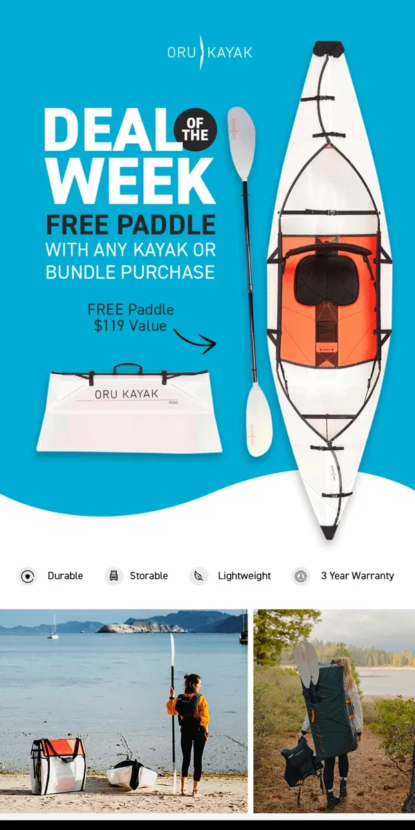 Email from Oru Kayak. Launch Your Adventures with a Free Gift 🎁