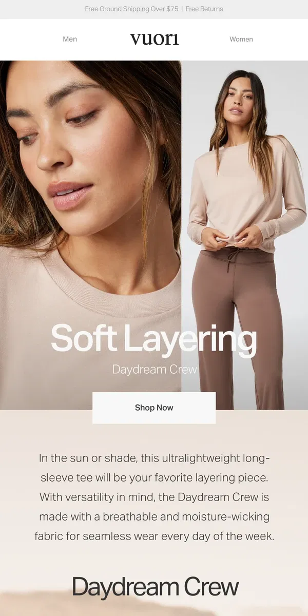 Email from Vuori. Now trending: Our softest lightweight layer