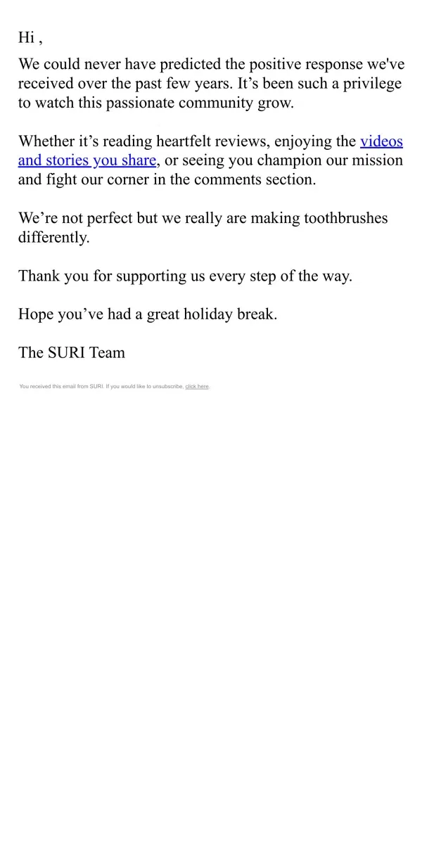 Email from SURI. A year to remember. Thank you.