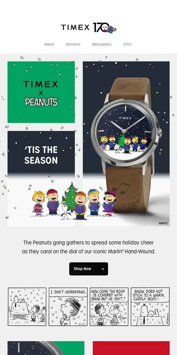 Email from Timex. Spread Holiday Cheer with the Peanuts Gang🎵