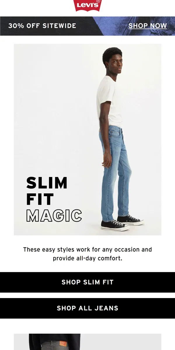 Email from Levi's. Slim-fit jeans are here 👖