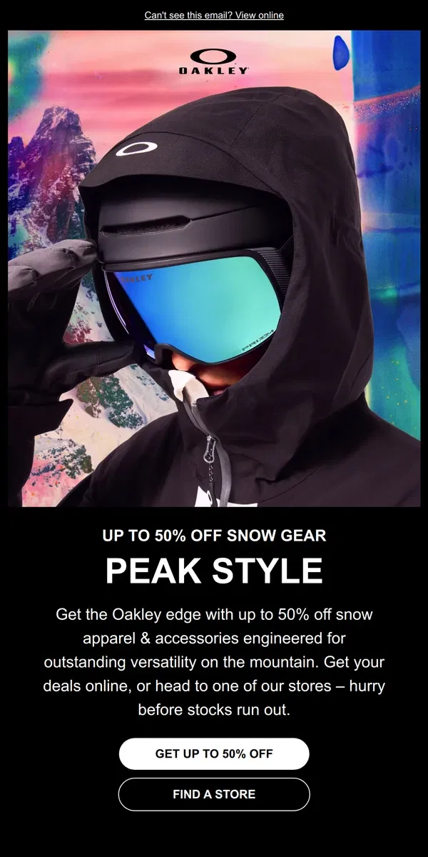 Email from Oakely. Goggle Sale Is Now On