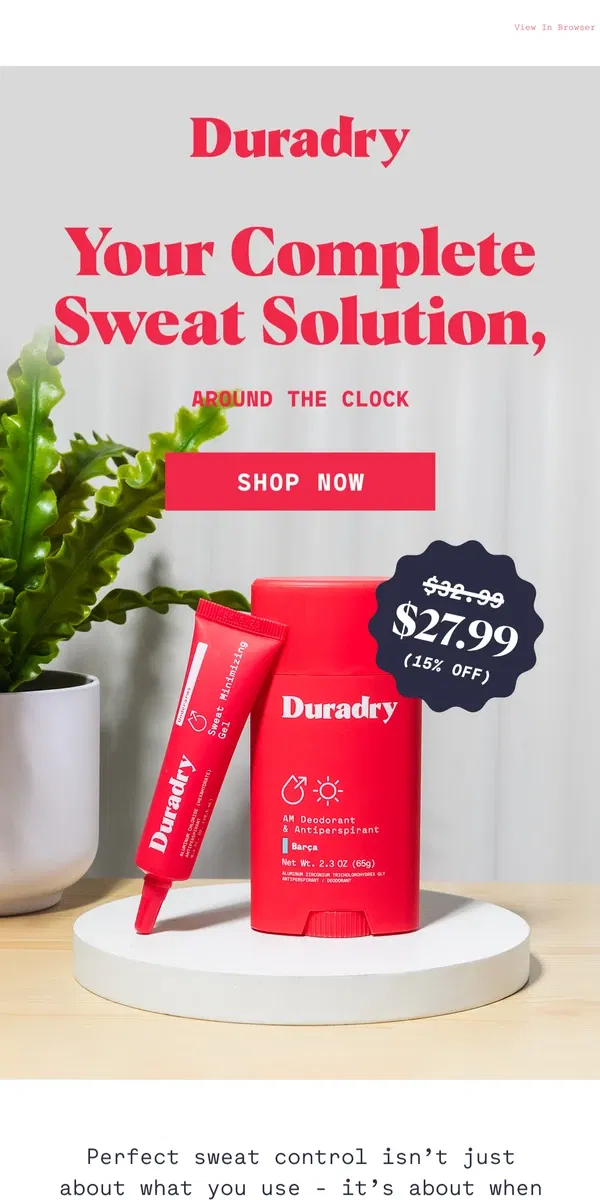 Email from Duradry. Day & Night: Your 24/7 dry solution