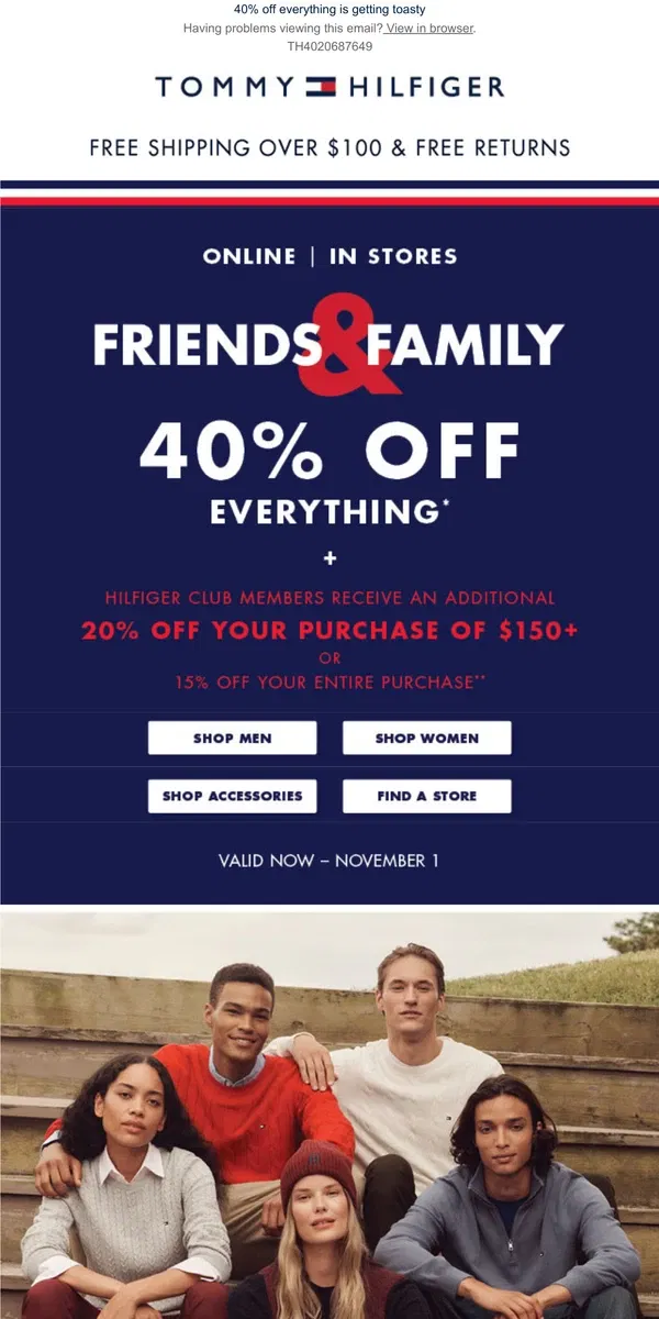 Email from Tommy Hilfiger. Warm & cute sweaters at $29.99!