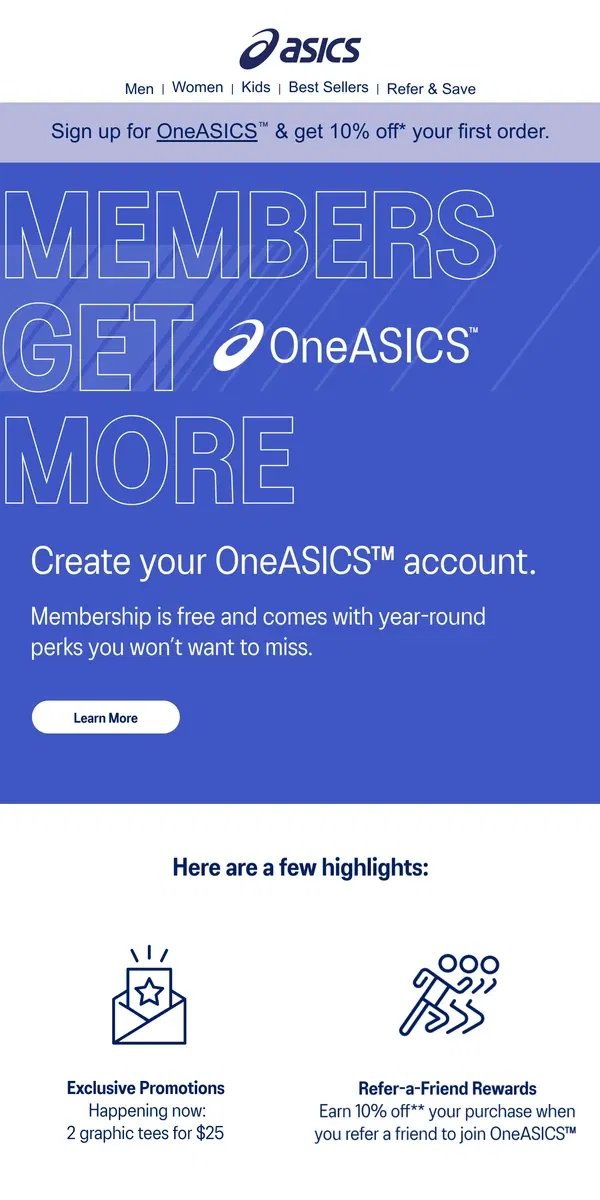 Email from ASICS. You're invited to join OneASICS™.