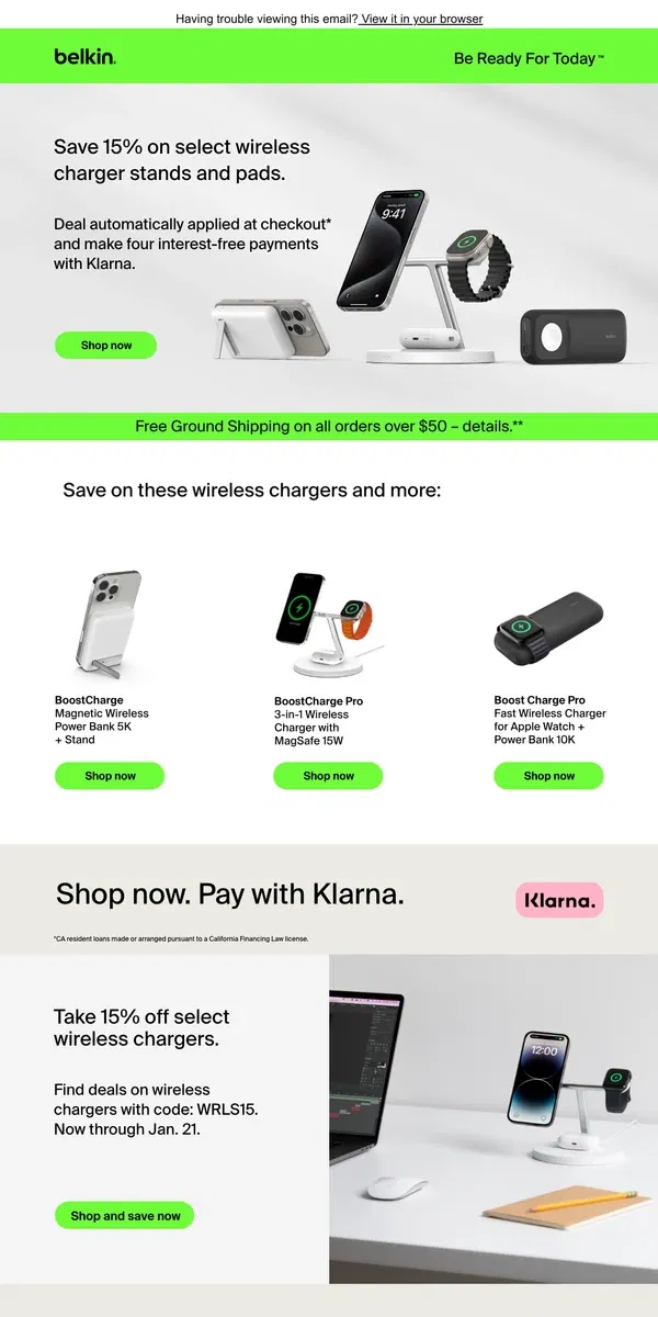 Email from Belkin. New year, new gear, new deal is here