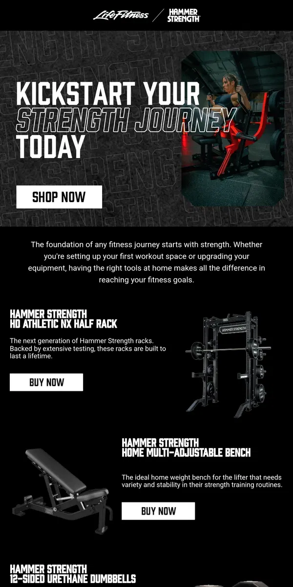 Email from Life Fitness. Build Strength, Push Limits, Achieve Goals