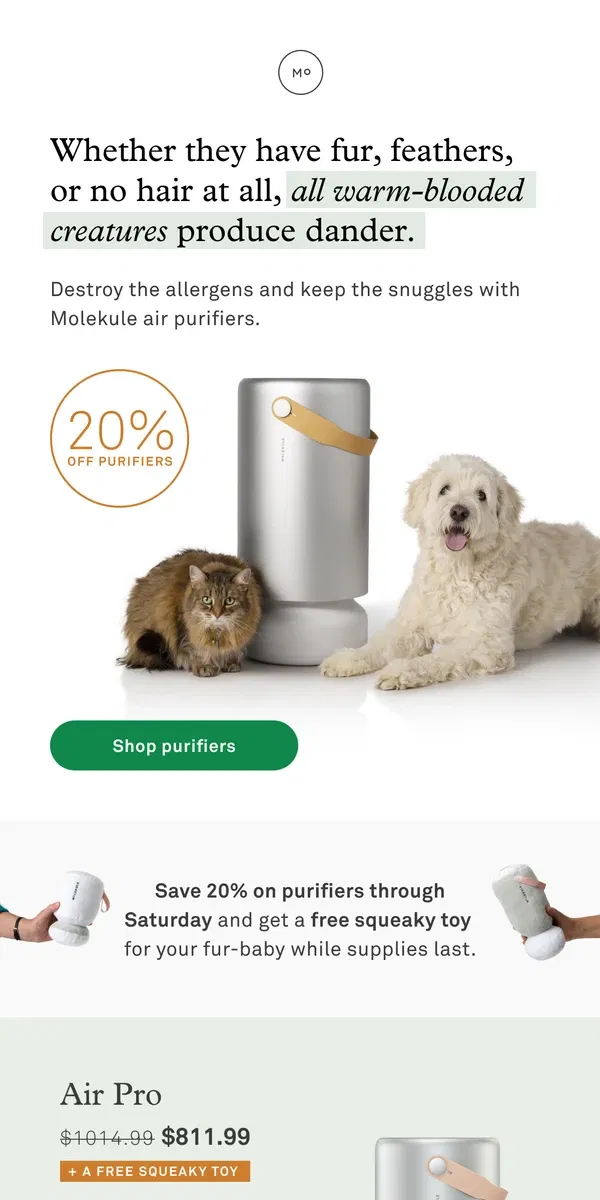 Email from Molekule. This sale is paw-some 🐾