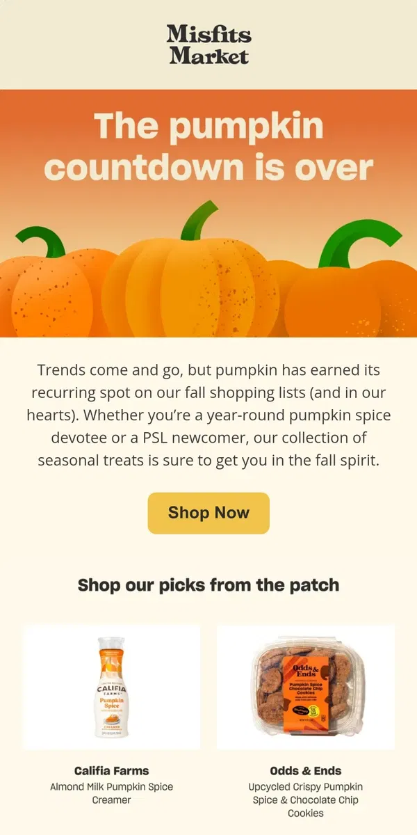 Email from Misfits Market. Pumpkin is a State of Mind