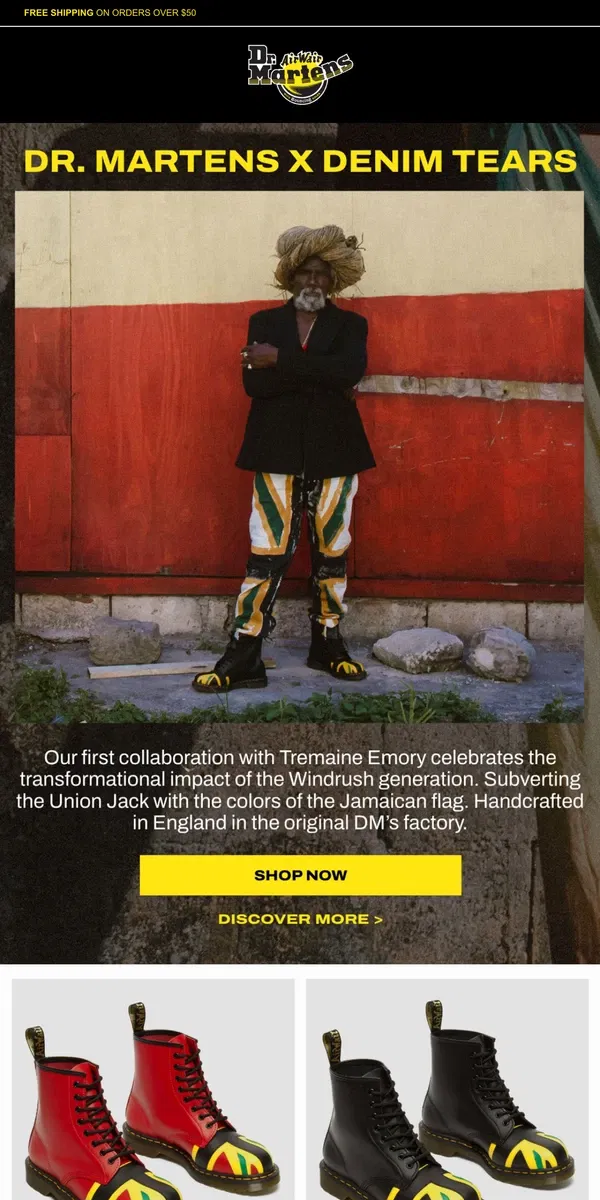 Email from Dr. Martens. Dr. Martens x Denim Tears