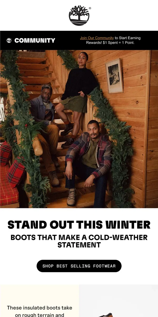 Email from Timberland. Our Top Winter Statement Boots.