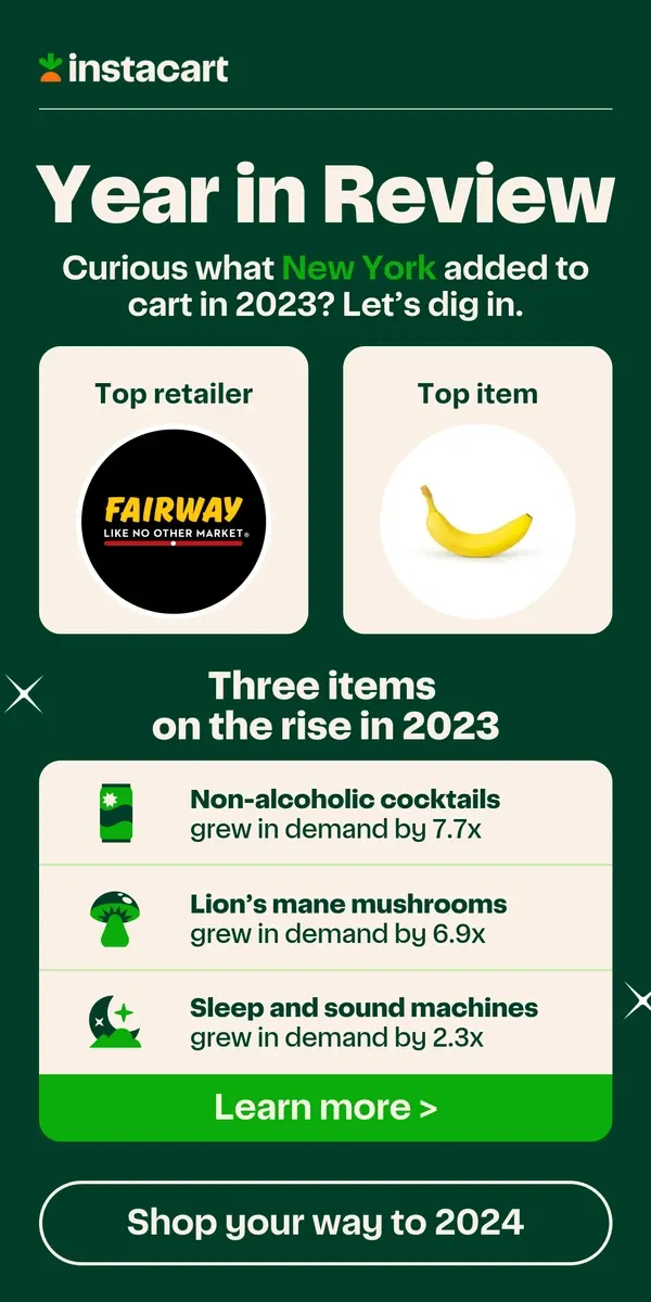 Email from Instacart. Here’s what New York added to cart in 2023