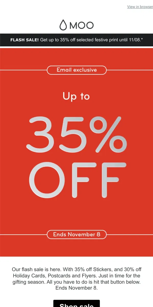 Email from MOO. 💥 Up to 35% off. For 3 days only. 