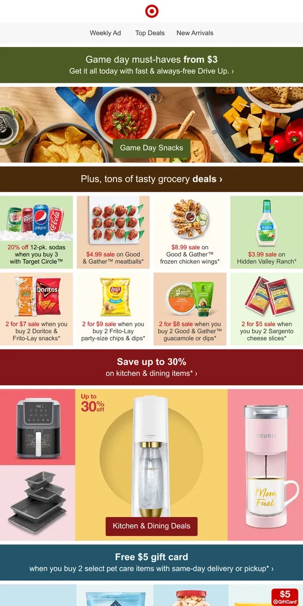 Email from Target. So many grocery deals for game day 🏈