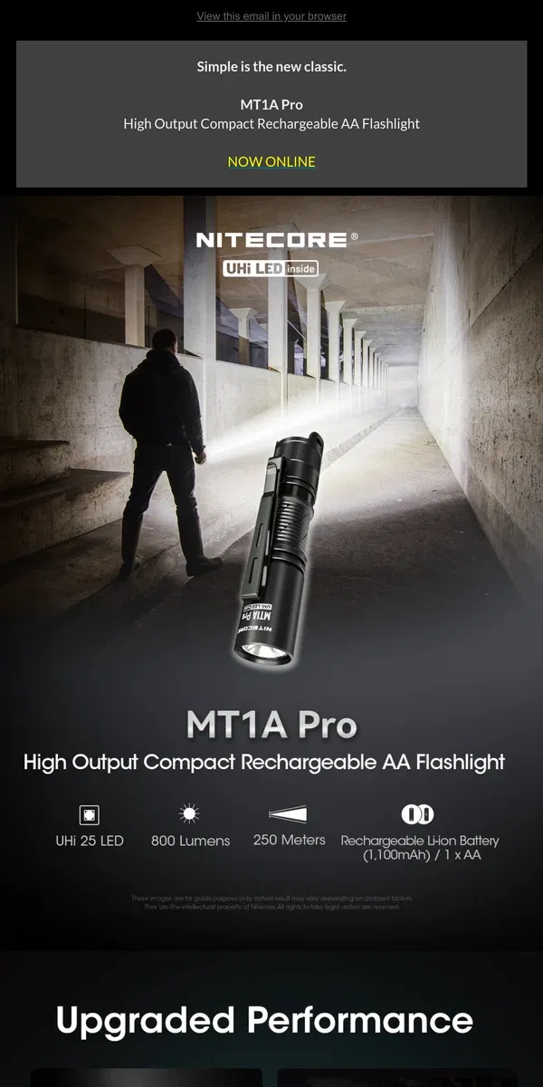 Email from NITECORE. MT1A Pro - Simple is the New Classic