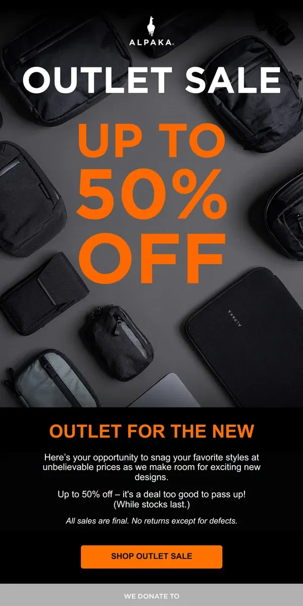 Email from ALPAKA. [OUTLET] Up to 50% OFF