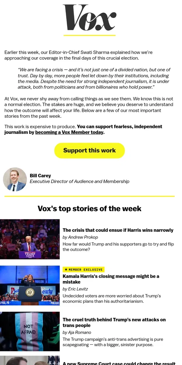 Email from Vox. This is not a normal election