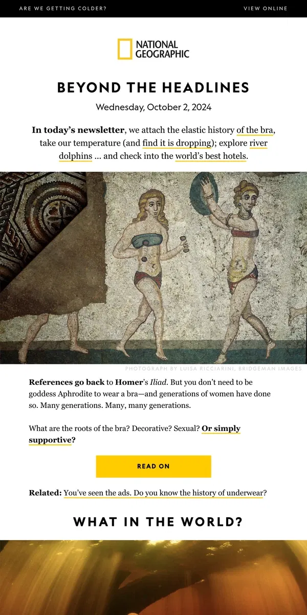 Email from National Geographic. Bras have an older, stranger history than you thought