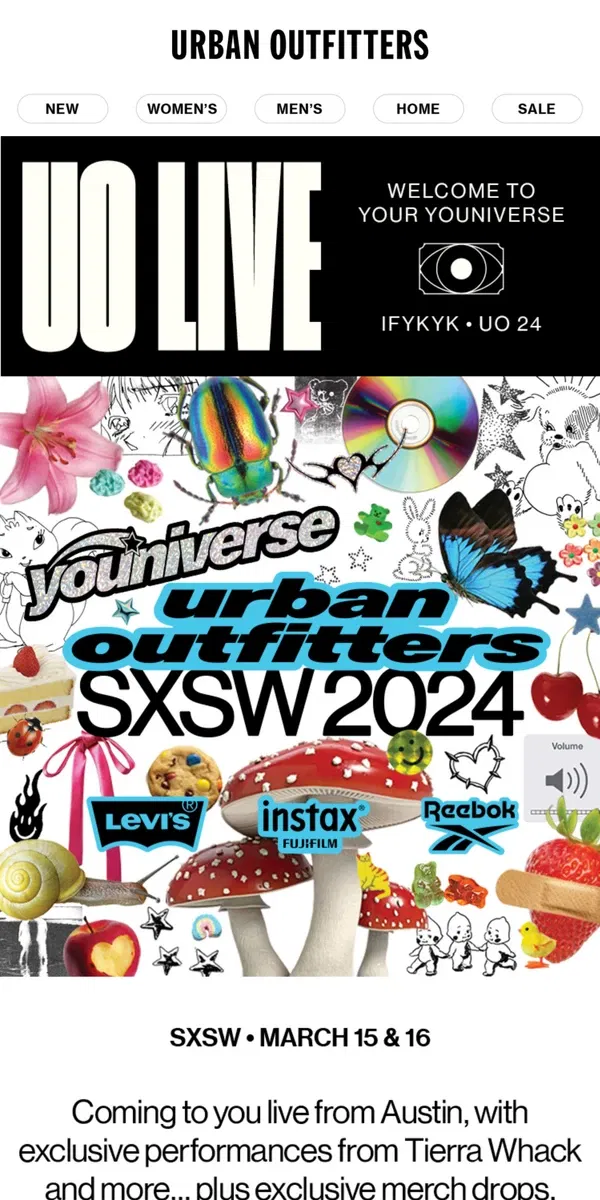 Email from Urban Outfitters. 🙂 UO Live at SXSW 2024 🦋