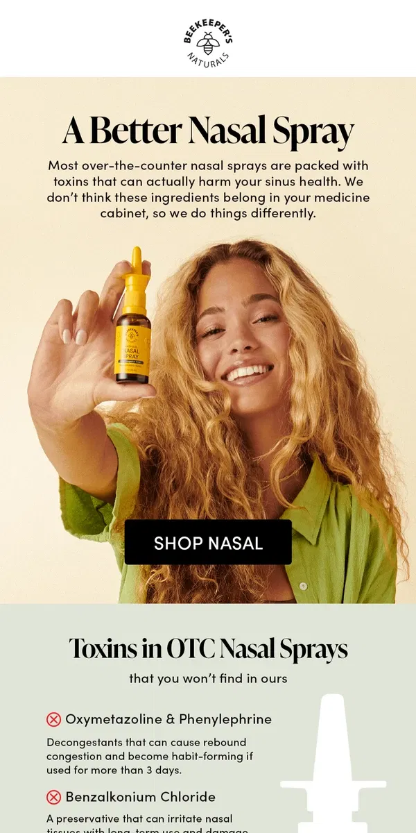 Email from Beekeeper's Naturals. A Better Nasal Spray 🤧