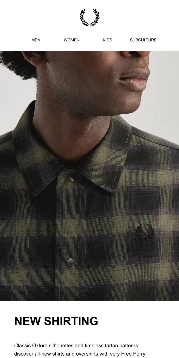 Email from Fred Perry. New Shirting