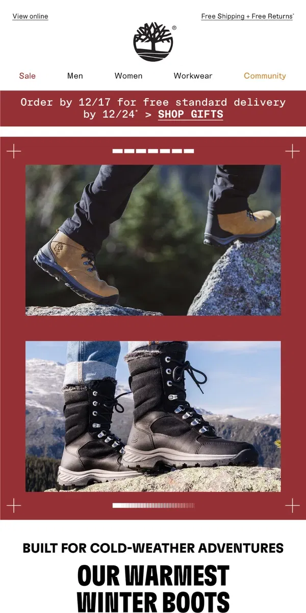 Email from Timberland. These Boots Aren't Afraid of Cold Weather.