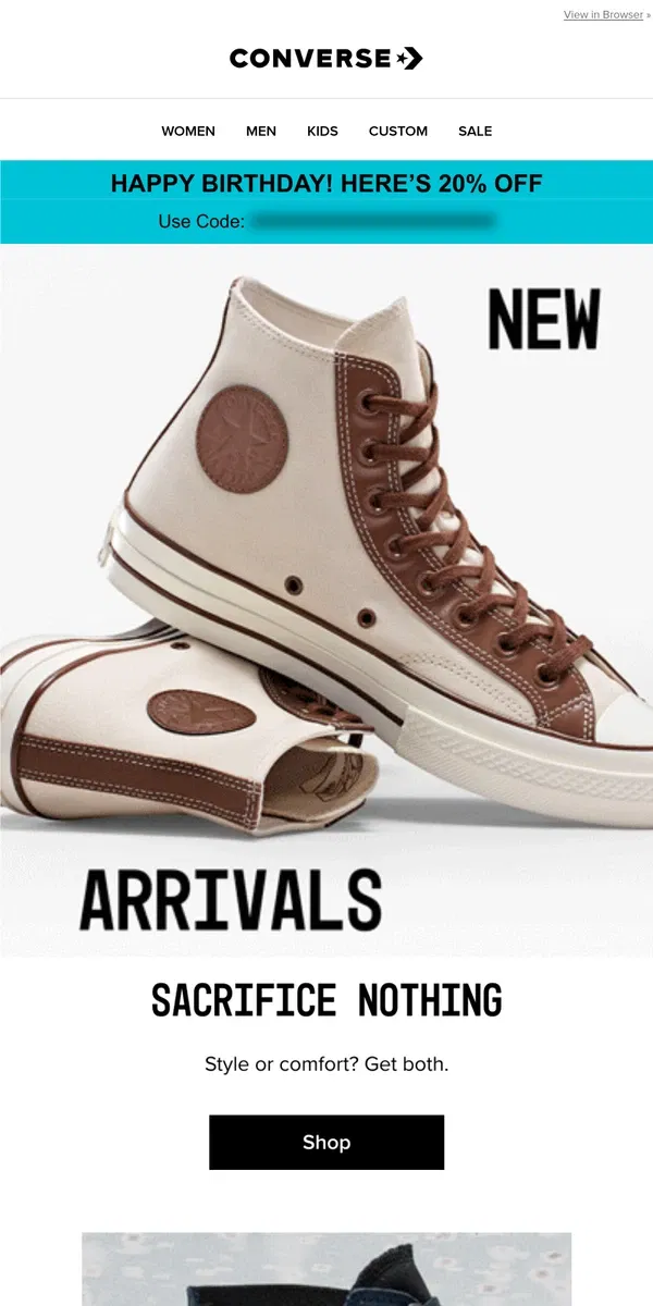 Email from Converse. “They are extremely warm and waterproof”