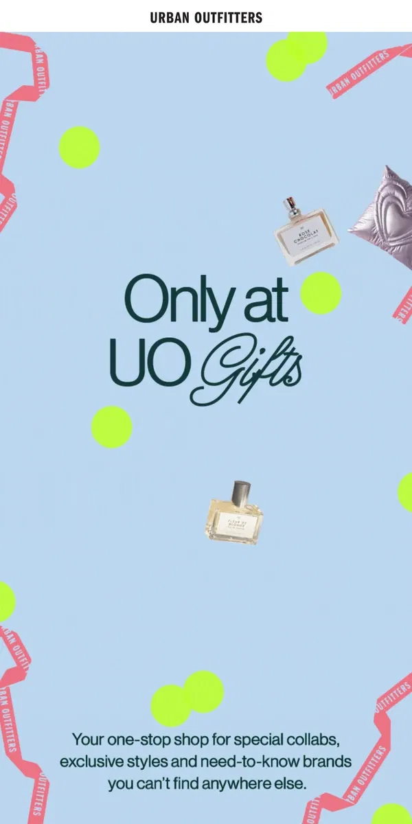 Email from Urban Outfitters. on our list 🎁 only at UO gifts