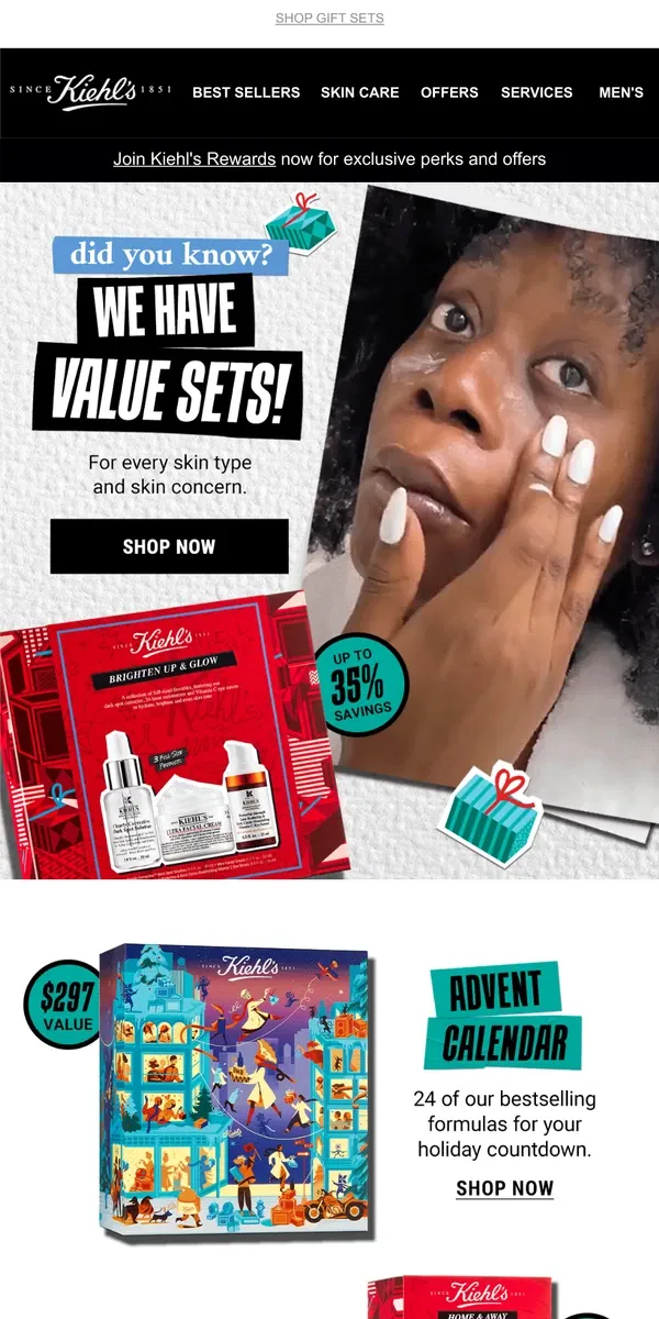 Email from Kiehl's. Great Value AND Great Gifts!