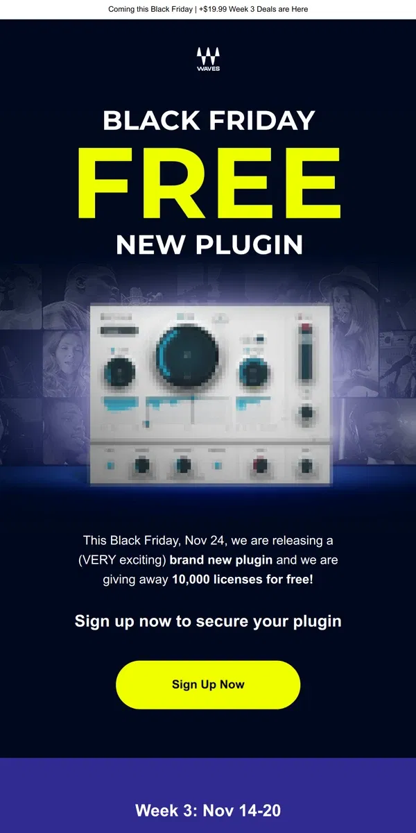 Email from Waves Audio. FREE NEW Plugin: Sign Up Now