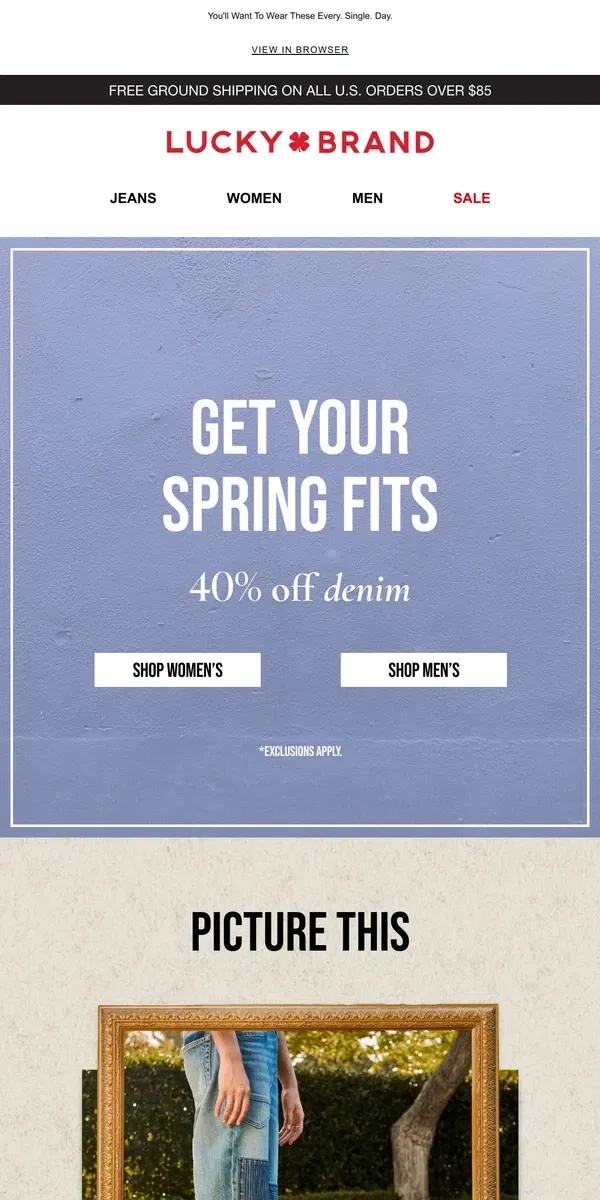 Email from Lucky Brand. All Your Favorite Jeans Are 40% Off